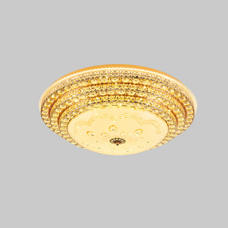 Gouden ronde kristallen LED-inbouw in moderne luxe stijl metalen plafondlamp voor woonkamer