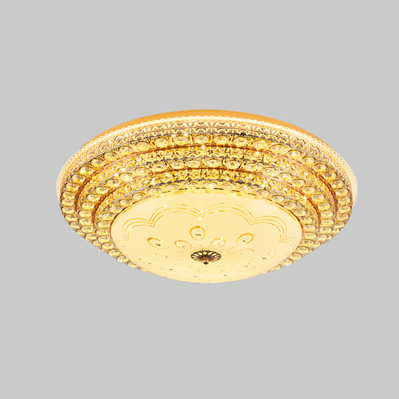 Gouden ronde kristallen LED-inbouw in moderne luxe stijl metalen plafondlamp voor woonkamer