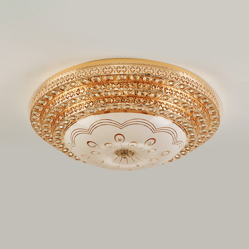 Gouden ronde kristallen LED-inbouw in moderne luxe stijl metalen plafondlamp voor woonkamer