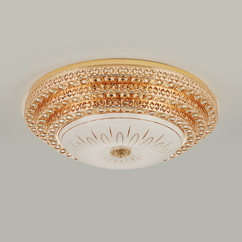 Gouden ronde kristallen LED-inbouw in moderne luxe stijl metalen plafondlamp voor woonkamer
