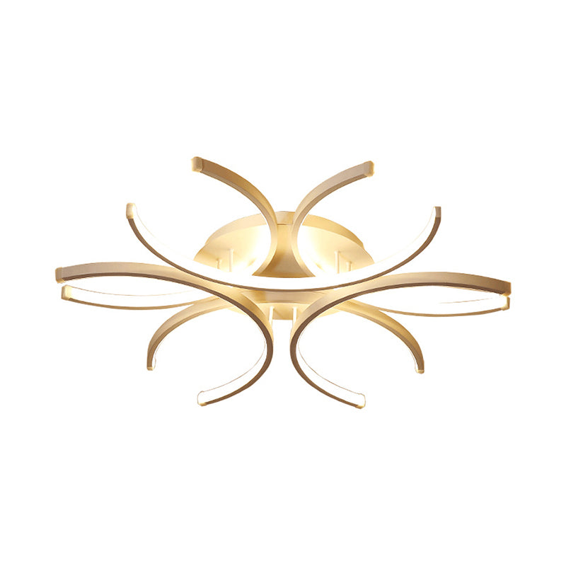 23.5"/31.5" W Curved Close to Ceiling Lamp Modern Acrylic LED White Semi Flush Mount Lighting in Warm/White Light