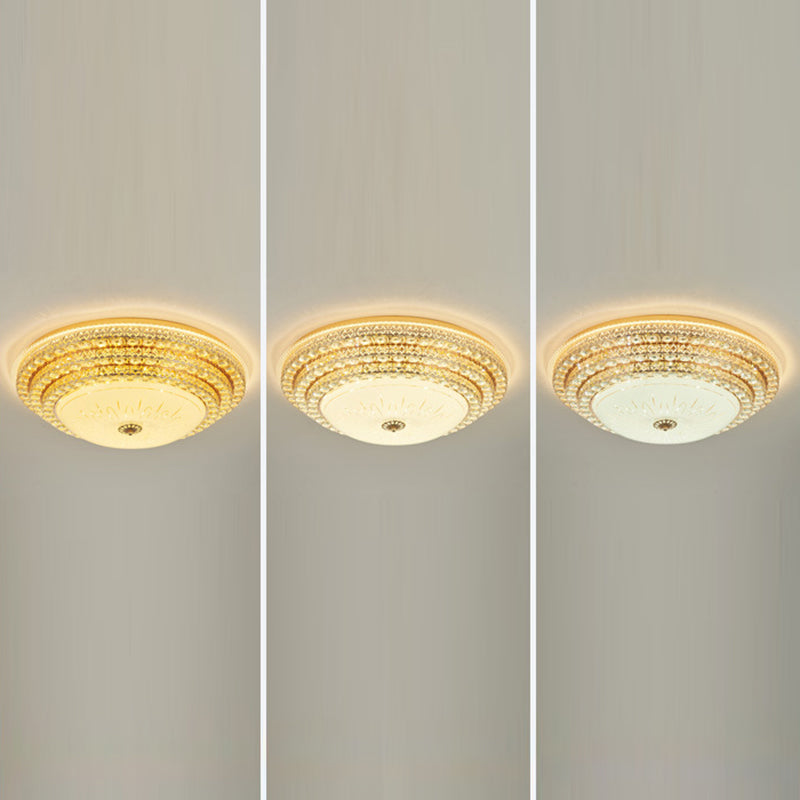 Gouden ronde kristallen LED-inbouw in moderne luxe stijl metalen plafondlamp voor woonkamer