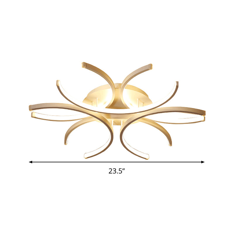 23.5"/31.5" W Curved Close to Ceiling Lamp Modern Acrylic LED White Semi Flush Mount Lighting in Warm/White Light