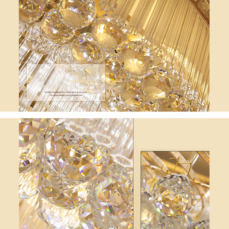 Luminaires encastrés en cristal modernes, montage encastré LED doré pour salon