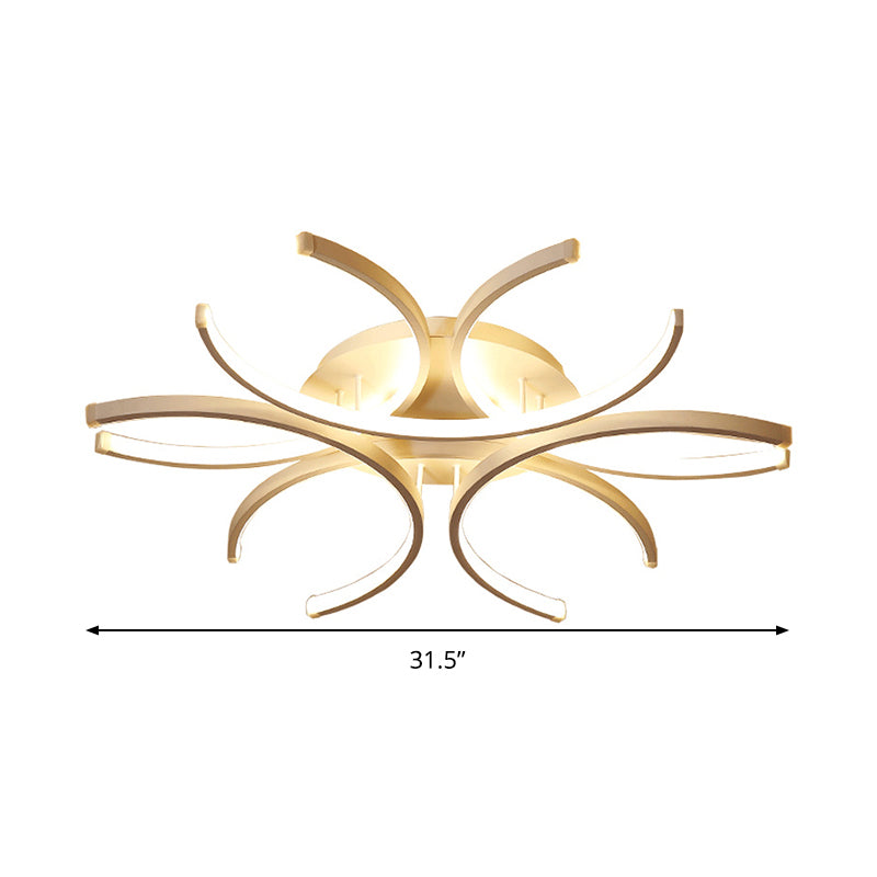 23.5"/31.5" W Curved Close to Ceiling Lamp Modern Acrylic LED White Semi Flush Mount Lighting in Warm/White Light