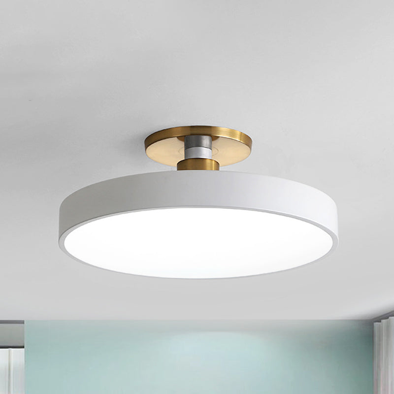 Drum metalen plafondlamp Noordse LED witte semi-inbouwverlichting in warm/wit licht, 12"/16"/19,5" W