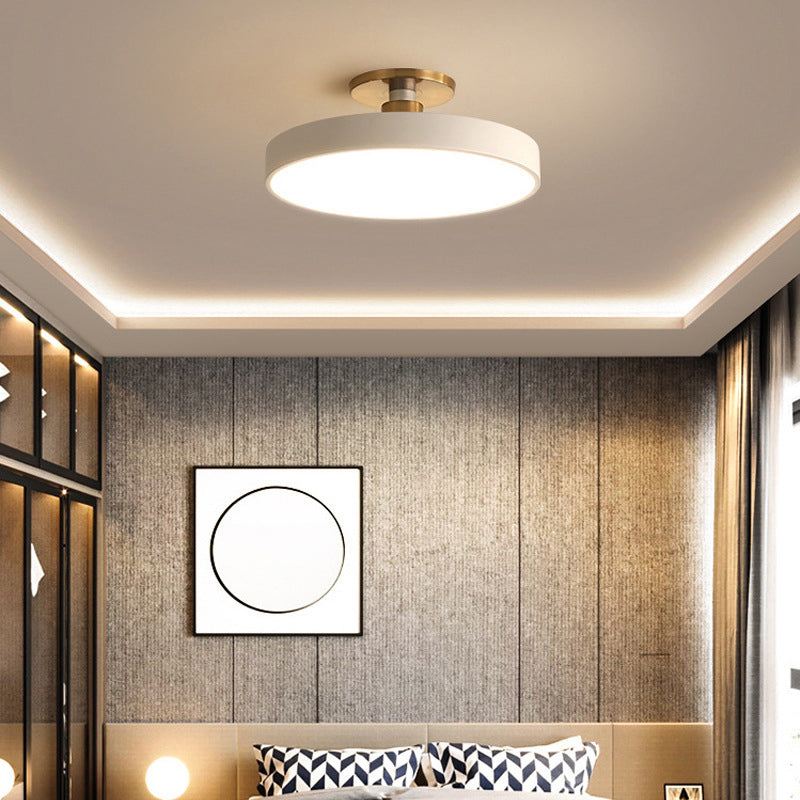 Drum Metal Ceiling Light Fixture Nordic LED White Semi Flush Mount Lighting in Warm/White Light, 12"/16"/19.5" W