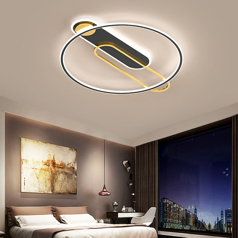 Nueva lámpara de montaje de LED de hierro forjado moderno Lámpara de montaje de techo negro para dormitorio