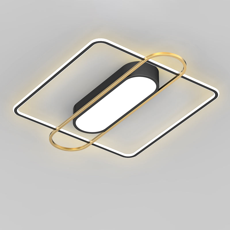 Nueva lámpara de montaje de LED de hierro forjado moderno Lámpara de montaje de techo negro para dormitorio