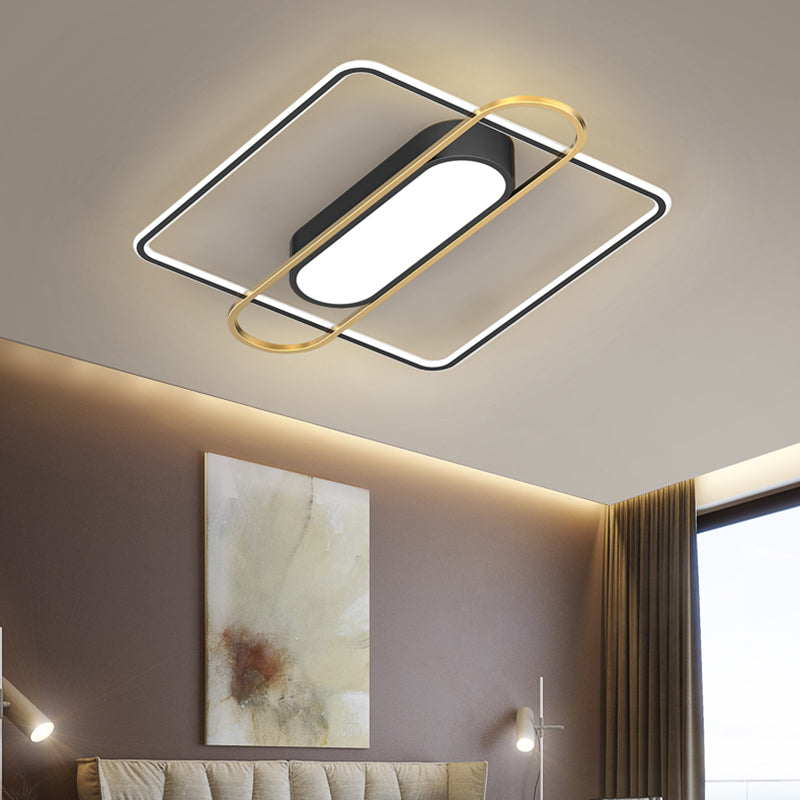 Nueva lámpara de montaje de LED de hierro forjado moderno Lámpara de montaje de techo negro para dormitorio