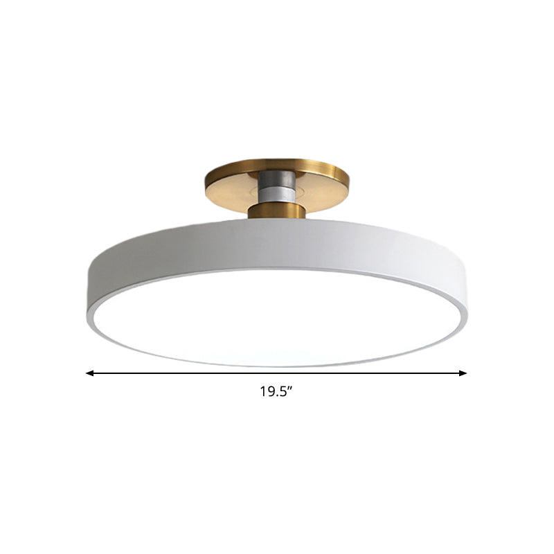 Drum metalen plafondlamp Noordse LED witte semi-inbouwverlichting in warm/wit licht, 12"/16"/19,5" W