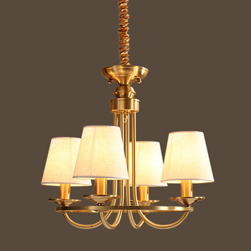 Metal Gold Ceiling Suspension Lamp Tapered Traditional-Style Chandelier Lighting Fixture