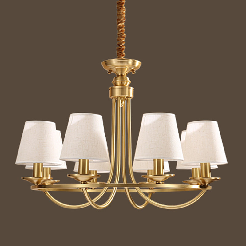 Metal Gold Ceiling Suspension Lamp Tapered Traditional-Style Chandelier Lighting Fixture