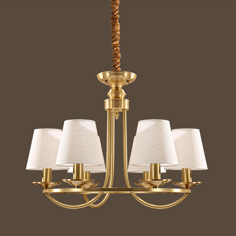 Metal Gold Ceiling Suspension Lamp Tapered Traditional-Style Chandelier Lighting Fixture