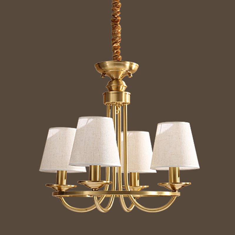 Metal Gold Ceiling Suspension Lamp Tapered Traditional-Style Chandelier Lighting Fixture