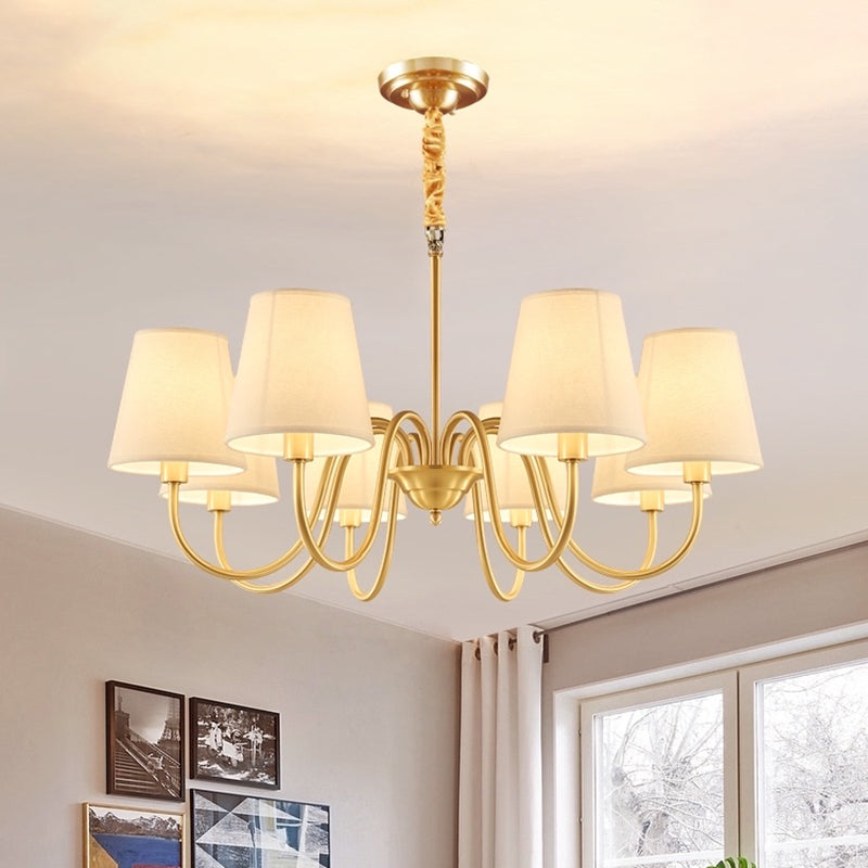 Metal Conical Hanging Pendant Light Traditional Dinning Room Pendant Chandelier in Gold