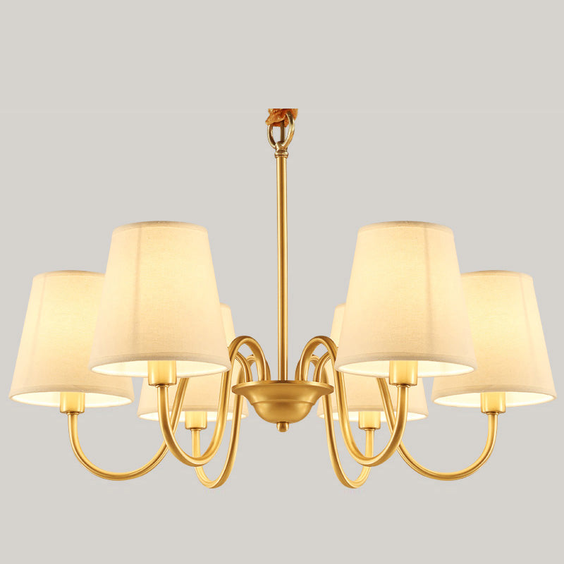 Metal Conical Hanging Pendant Light Traditional Dinning Room Pendant Chandelier in Gold