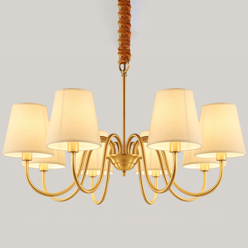 Metal Conical Hanging Pendant Light Traditional Dinning Room Pendant Chandelier in Gold