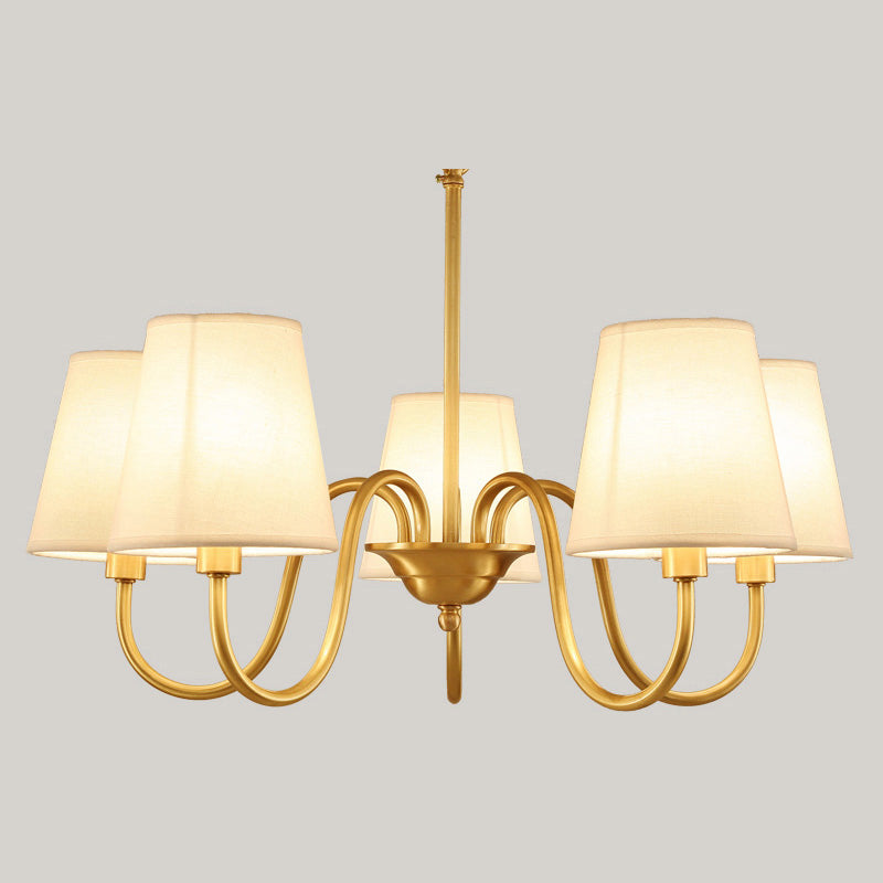 Metal Conical Hanging Pendant Light Traditional Dinning Room Pendant Chandelier in Gold