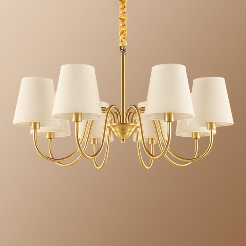 Metal Conical Hanging Pendant Light Traditional Dinning Room Pendant Chandelier in Gold