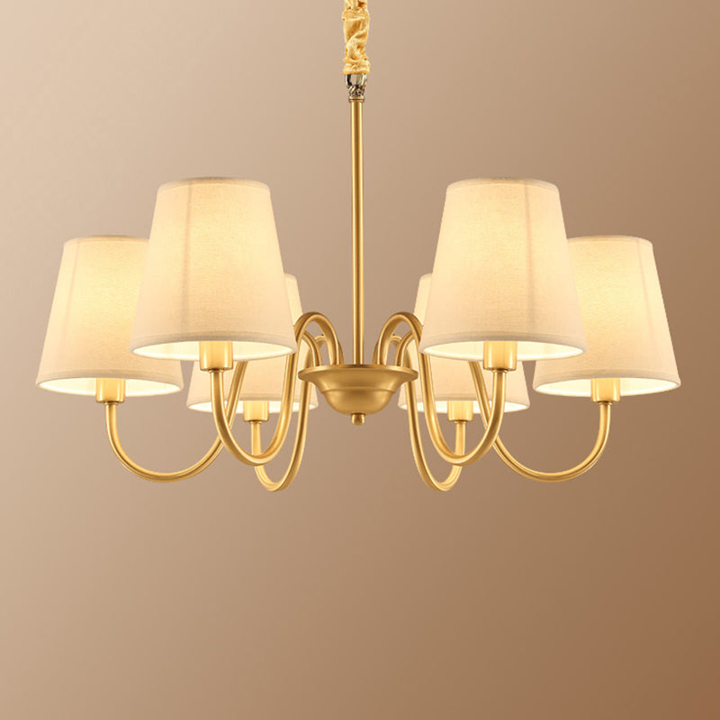 Metal Conical Hanging Pendant Light Traditional Dinning Room Pendant Chandelier in Gold