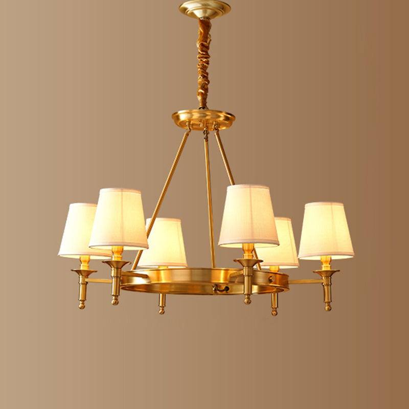 Gold Wagon Wheel Chandelier Light Fixture Traditional Metal Living Room Ceiling Pendant