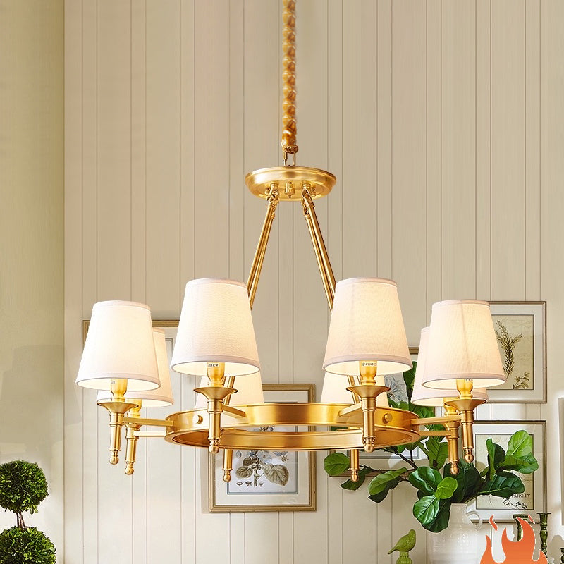 Gold Wagon Wheel Chandelier Light Fixture Traditional Metal Living Room Ceiling Pendant