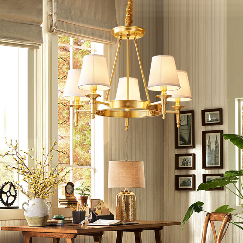 Gold Wagon Wheel Chandelier Light Fixture Traditional Metal Living Room Ceiling Pendant
