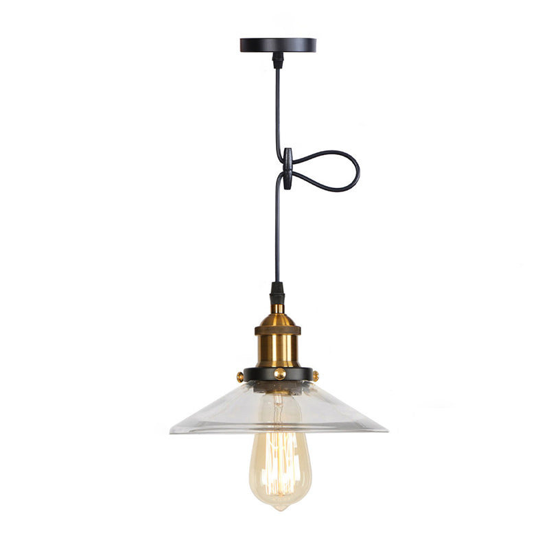 Stile industriale Bulbo singolo Impiccamento Lumo in vetro trasparente Lampada a sospensione retrò per camera da pranzo camera da letto