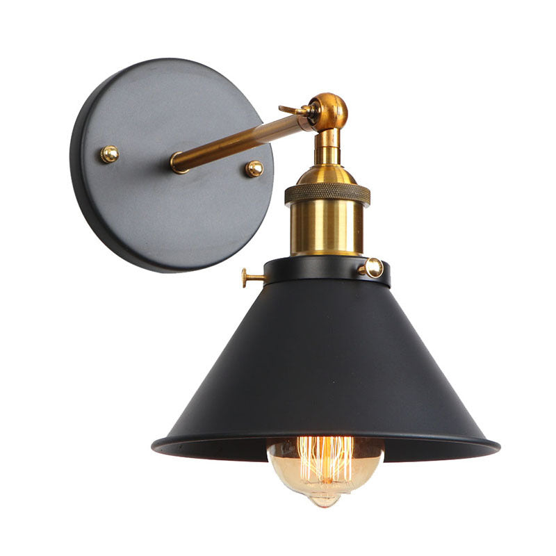 Cone Metal Shade Retro Wall Sconce Single Bulb Industrial Style Lighting Fixture for Restaurant Coffee Shop