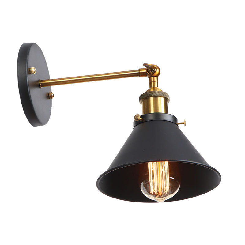 Cone Metal Shade Retro Wall Sconce Single Bulb Industrial Style Lighting Fixture for Restaurant Coffee Shop