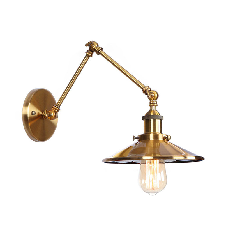 Armlänge Verstellbarer industrieller Stil Metall Wandlampe Untertasse Schatten Vintage Leuchte für Schlafzimmer