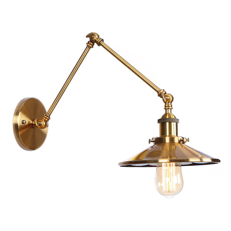 Armlänge Verstellbarer industrieller Stil Metall Wandlampe Untertasse Schatten Vintage Leuchte für Schlafzimmer