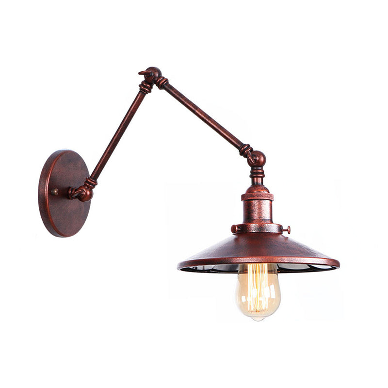 Armlänge Verstellbarer industrieller Stil Metall Wandlampe Untertasse Schatten Vintage Leuchte für Schlafzimmer