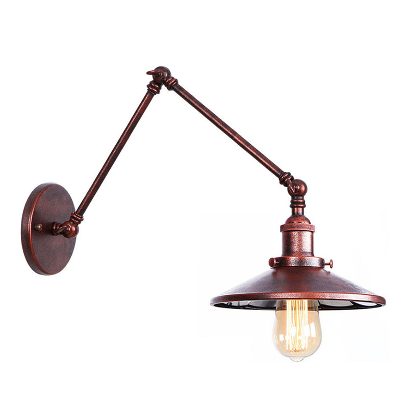 Armlänge Verstellbarer industrieller Stil Metall Wandlampe Untertasse Schatten Vintage Leuchte für Schlafzimmer
