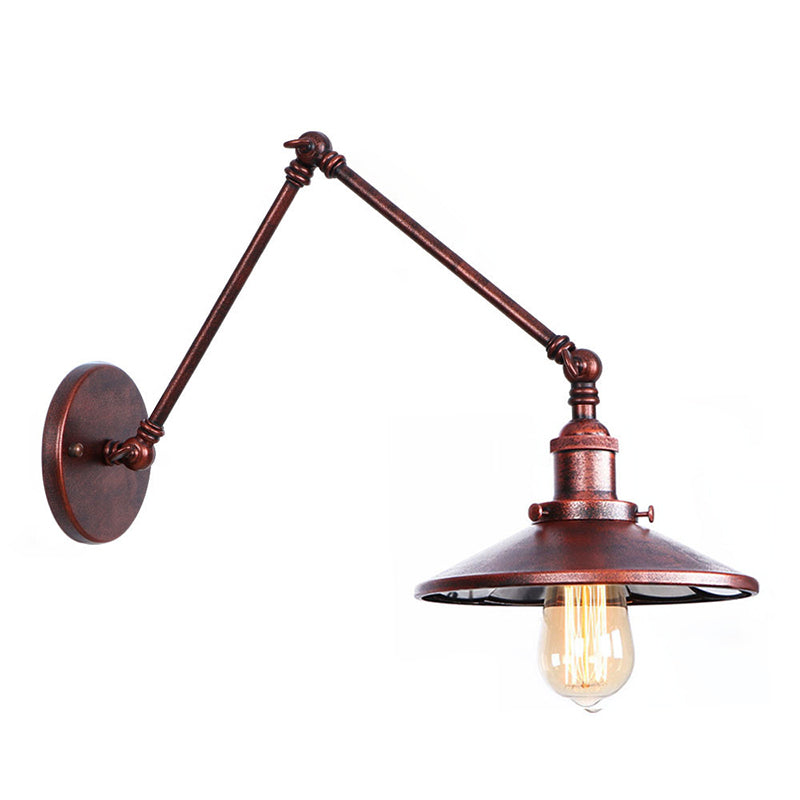 Armlänge Verstellbarer industrieller Stil Metall Wandlampe Untertasse Schatten Vintage Leuchte für Schlafzimmer