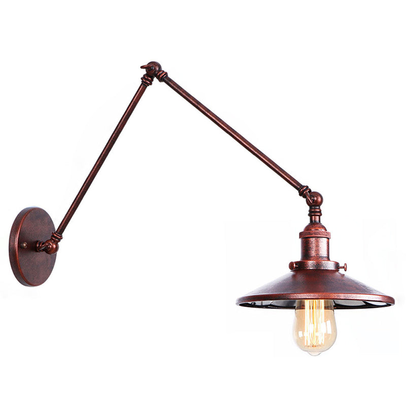 Armlänge Verstellbarer industrieller Stil Metall Wandlampe Untertasse Schatten Vintage Leuchte für Schlafzimmer