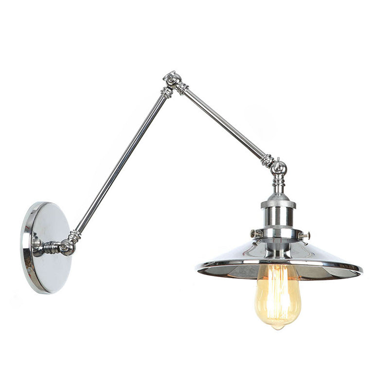 Armlänge Verstellbarer industrieller Stil Metall Wandlampe Untertasse Schatten Vintage Leuchte für Schlafzimmer