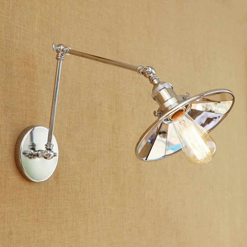 Armlänge Verstellbarer industrieller Stil Metall Wandlampe Untertasse Schatten Vintage Leuchte für Schlafzimmer