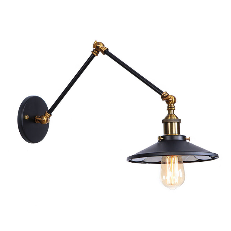 Armlänge Verstellbarer industrieller Stil Metall Wandlampe Untertasse Schatten Vintage Leuchte für Schlafzimmer