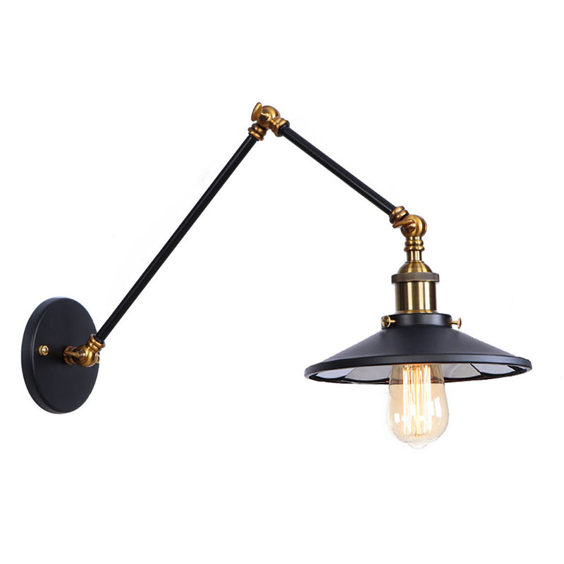 Armlänge Verstellbarer industrieller Stil Metall Wandlampe Untertasse Schatten Vintage Leuchte für Schlafzimmer