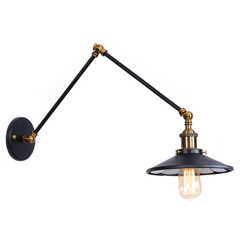 Armlänge Verstellbarer industrieller Stil Metall Wandlampe Untertasse Schatten Vintage Leuchte für Schlafzimmer