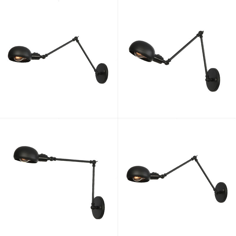 Luz de pared de estilo industrial negro con esmerilizado ARMA SWING ARMA RETRO RETRO LUZ con sombra de metal para tazón