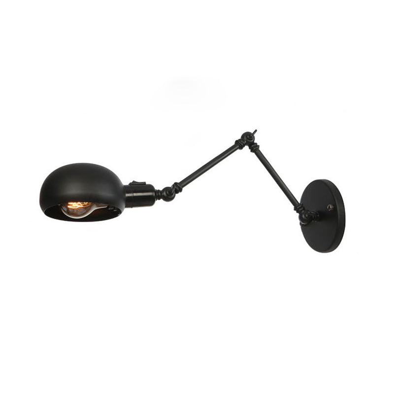 Luz de pared de estilo industrial negro con esmerilizado ARMA SWING ARMA RETRO RETRO LUZ con sombra de metal para tazón