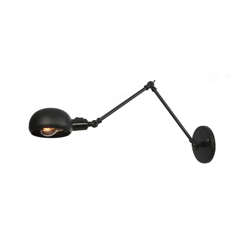 Luz de pared de estilo industrial negro con esmerilizado ARMA SWING ARMA RETRO RETRO LUZ con sombra de metal para tazón