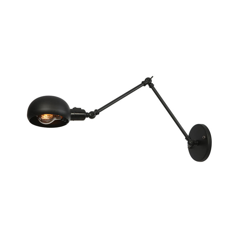 Luz de pared de estilo industrial negro con esmerilizado ARMA SWING ARMA RETRO RETRO LUZ con sombra de metal para tazón