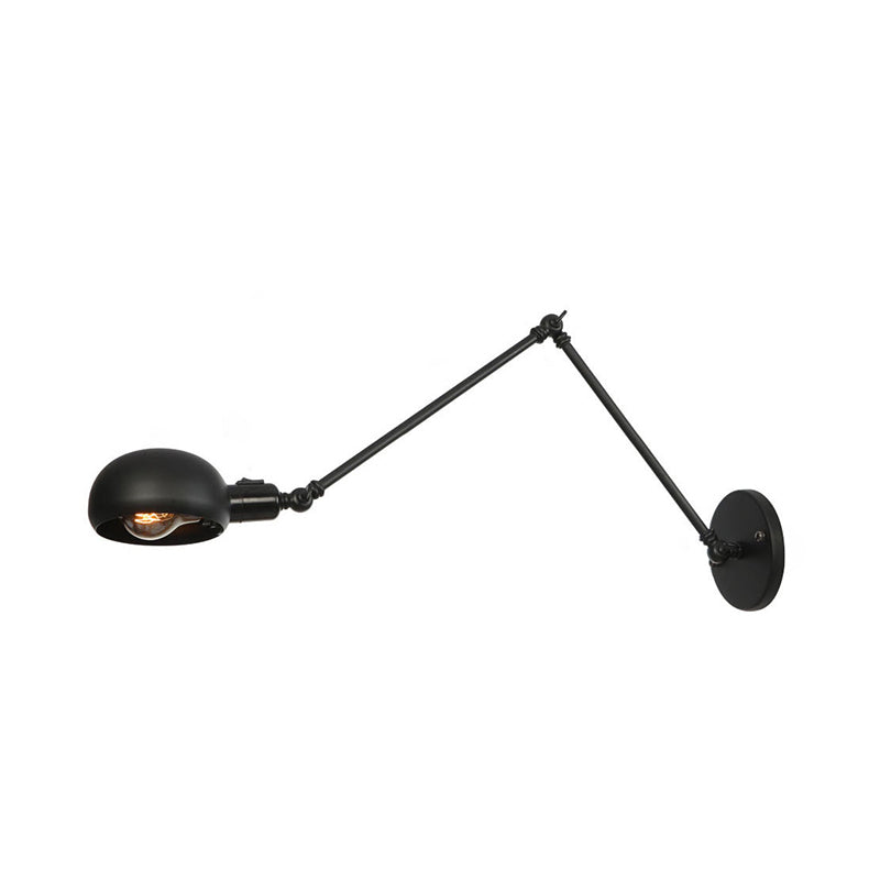 Luz de pared de estilo industrial negro con esmerilizado ARMA SWING ARMA RETRO RETRO LUZ con sombra de metal para tazón