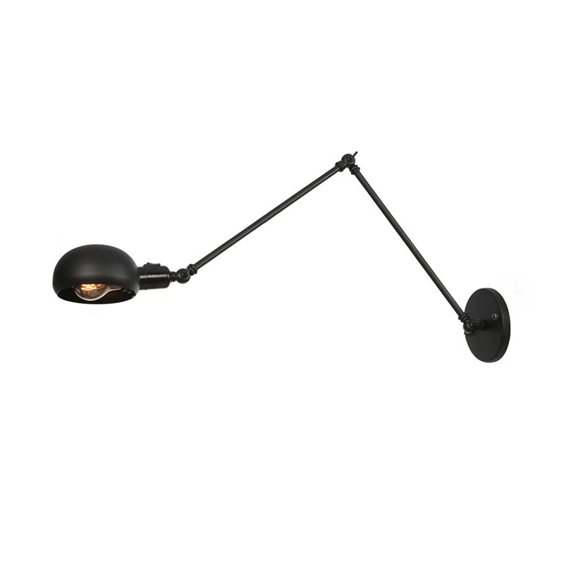 Luz de pared de estilo industrial negro con esmerilizado ARMA SWING ARMA RETRO RETRO LUZ con sombra de metal para tazón