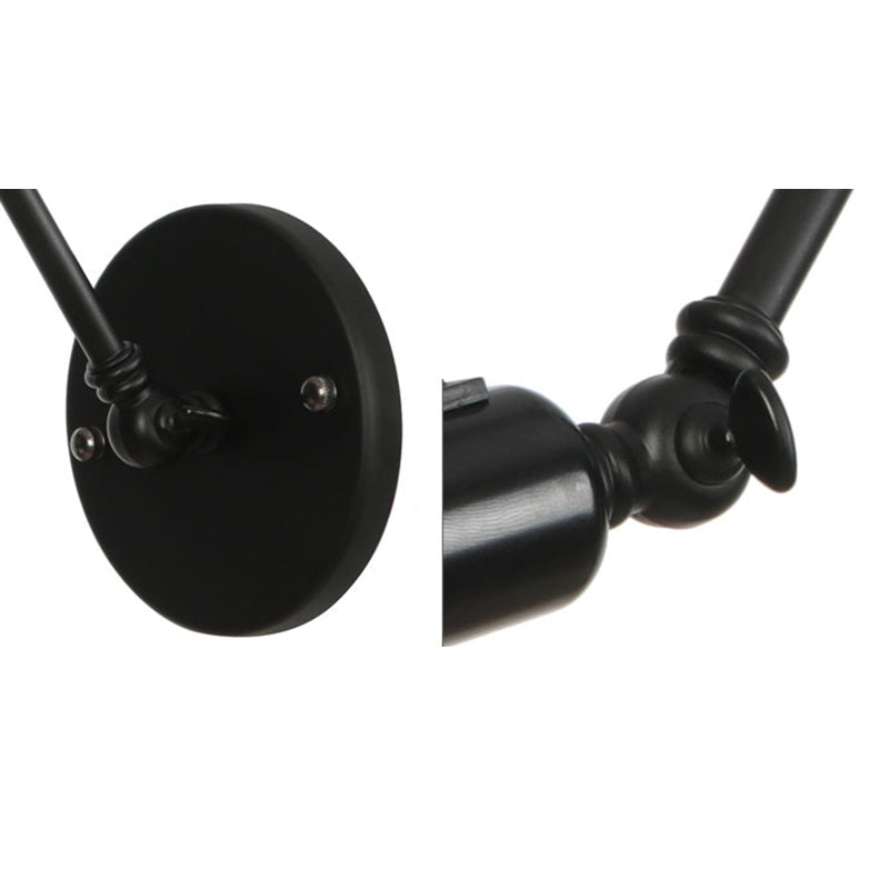 Luz de pared de estilo industrial negro con esmerilizado ARMA SWING ARMA RETRO RETRO LUZ con sombra de metal para tazón