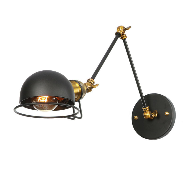 Lampe murale du bras swing en métal vintage avec nuance de bol à 1 feu de style industriel.